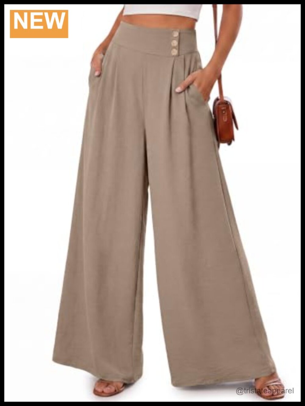 Wide Leg Flowy Beach Trousers High Rise Palazzo Pants